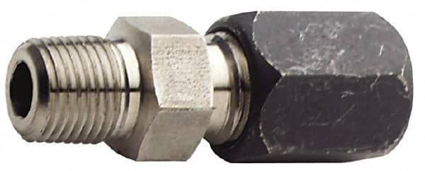 Made in USA - 1/2" OD, Grade 316Stainless Steel Male Connector - 1-1/8" Hex, Comp x MPT Ends - Benchmark Tooling