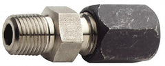 Made in USA - 3/4" OD, Grade 316Stainless Steel Male Connector - 1-1/8" Hex, Comp x MPT Ends - Benchmark Tooling