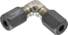 Made in USA - 1/4" OD, Grade 316Stainless Steel Union Elbow - -75 to 750°F, 7/16" Hex, Comp x Comp Ends - Benchmark Tooling
