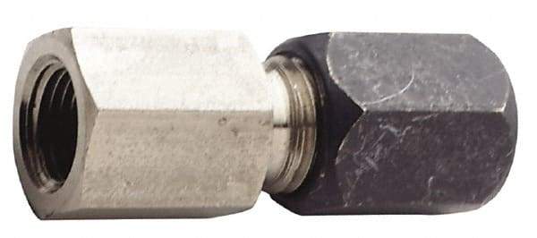 Made in USA - 5/8" OD, Grade 316Stainless Steel Female Connector - 1-1/8" Hex, Comp x FNPT Ends - Benchmark Tooling