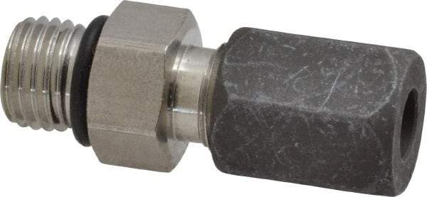 Made in USA - 1/4" OD, Grade 316Stainless Steel Male Connector - -75 to 750°F, 9/16" Hex, Comp x Straight Thread O-Ring Ends - Benchmark Tooling