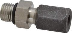 Made in USA - 1/4" OD, Grade 316Stainless Steel Male Connector - -75 to 750°F, 9/16" Hex, Comp x Straight Thread O-Ring Ends - Benchmark Tooling