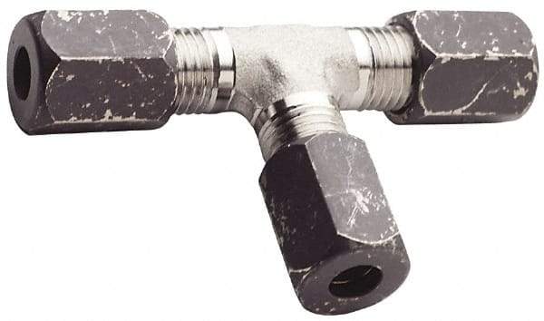 Made in USA - 5/8" OD, Grade 316Stainless Steel Union Tee - 7/8" Hex, Comp x Comp x Comp Ends - Benchmark Tooling