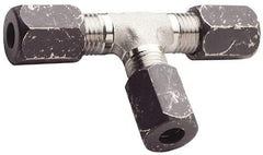 Made in USA - 5/8" OD, Grade 316Stainless Steel Union Tee - 7/8" Hex, Comp x Comp x Comp Ends - Benchmark Tooling