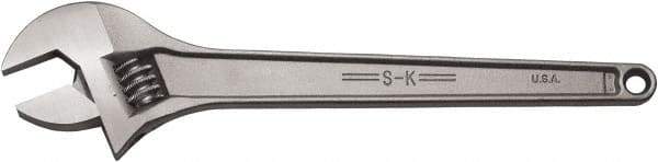 SK - 2-1/4" Jaw Capacity, 18" Standard Adjustable Wrench - Stainless Steel, Chrome Finish, 18" OAL - Benchmark Tooling