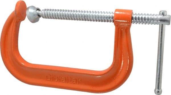 Gibraltar - Regular-Duty 6" Max Opening, 3-1/4" Throat Depth, Forged Steel Standard C-Clamp - 6,600 Lb Capacity, 0" Min Opening, Deep Throat - Benchmark Tooling