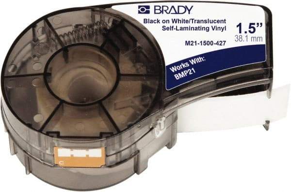 Brady - 1-1/2" Wide, Translucent & White Vinyl Labels - For BMP21 Plus Portable Label Printer, IDPAL Handheld Label Maker - Benchmark Tooling