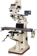 Jet - 9" Table Width x 42" Table Length, Variable Speed Pulley Control, 3 Phase Knee Milling Machine - R8 Spindle Taper, 3 hp - Benchmark Tooling