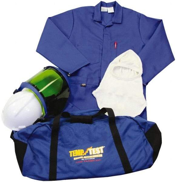 Stanco Safety Products - Size XL, 2 HRC, Arc Flash Clothing Kit - 12.4 cal per Sq cm, Face Shield, Hard Cap & Hood Protection, Coveralls, Includes Gear Bag - Benchmark Tooling