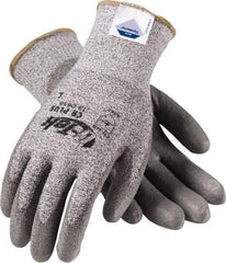 PIP - Size S (7), ANSI Cut Lvl 2, Puncture Lvl 2, Abrasion Lvl 4, Polyurethane Coated Cut Resistant Gloves - Palm & Fingers Coated, Dyneema/Nylon/Lycra Lining, Knit Wrist, Gray, Paired - Benchmark Tooling