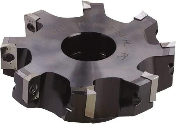 Kyocera - 8 Inserts, 4" Cut Diam, 1" Arbor Diam, 0.64" Max Depth of Cut, Indexable Square-Shoulder Face Mill - 0° Lead Angle, 1.57" High, APET 1604 Insert Compatibility - Benchmark Tooling