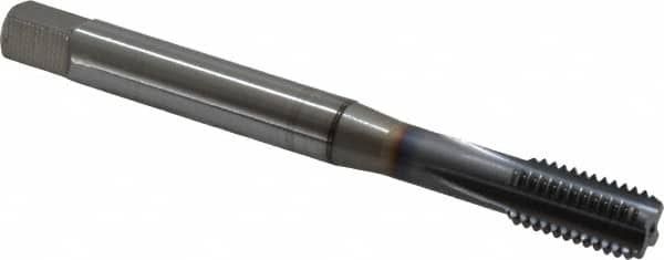 OSG - M10x1.50 Metric Coarse 6H 4 Flute TiCN Finish Powdered Metal Straight Flute Machine Tap - Bottoming, Right Hand Thread, 2-15/16" OAL, 1-1/4" Thread Length, D6 Limit, Oversize - Exact Industrial Supply