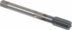 OSG - M12x1.50 Metric Fine 4 Flute TiCN Finish Powdered Metal Straight Flute Machine Tap - Bottoming, Right Hand Thread, 3-3/8" OAL, 1-21/32" Thread Length, D6 Limit, Oversize - Exact Industrial Supply
