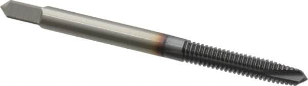 OSG - #8-32 UNC, 3 Flute, TiCN Finish, Powdered Metal Spiral Point Tap - Plug Chamfer, Right Hand Thread, 2-1/8" OAL, 3/4" Thread Length, 0.168" Shank Diam, 2B Class of Fit, Series 312TI - Exact Industrial Supply