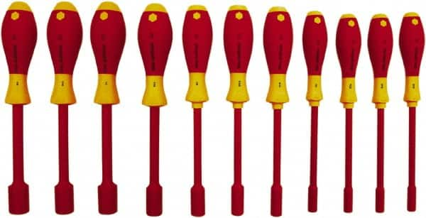 Wiha - 11 Piece 5/32 to 5/8" Insulated Nutdriver Set - Cushion Grip Handle - Benchmark Tooling