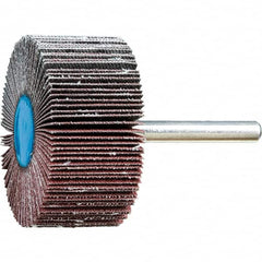 PFERD - 2" Diam x 1" Face Width, Aluminum Oxide Coated Mounted Flap Wheel - 1/4" Shank Mount, 120 Grit, 23,000 Max RPM - Benchmark Tooling