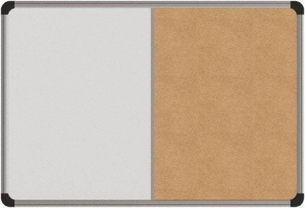 UNIVERSAL - 24" Wide x 18" High Dry Erase Combination Cork Bulletin Board - Melamine, Natural & White - Benchmark Tooling