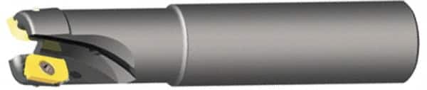 Kennametal - 1-1/4" Cut Diam, 0.404" Max Depth of Cut, 1-1/4" Shank Diam, 8" OAL, Indexable Square Shoulder End Mill - LFEW 252... Inserts, Cylindrical Shank, 0° Lead Angle - Benchmark Tooling