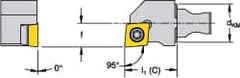 Kennametal - Left Hand Cut, Size KM12, CCMT 32.52 Insert Compatiblity, External Modular Turning & Profiling Cutting Unit Head - 8mm Ctr to Cutting Edge, 15mm Head Length, Through Coolant, Series Micro Screw-On - Benchmark Tooling