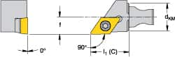 Kennametal - Right Hand Cut, Size KM12, DCMT 32.52 Insert Compatiblity, External Modular Turning & Profiling Cutting Unit Head - 8mm Ctr to Cutting Edge, 20mm Head Length, Through Coolant, Series Micro Screw-On - Benchmark Tooling