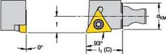 Kennametal - Right Hand Cut, Size KM16, TCMT 110204 Insert Compatiblity, External Modular Turning & Profiling Cutting Unit Head - 10mm Ctr to Cutting Edge, 20mm Head Length, Through Coolant, Series Micro Screw-On - Benchmark Tooling