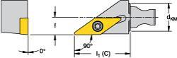 Kennametal - Right Hand Cut, Size KM12, VB.. 1103 Insert Compatiblity, External Modular Turning & Profiling Cutting Unit Head - 8mm Ctr to Cutting Edge, 20mm Head Length, Through Coolant, Series Micro Screw-On - Benchmark Tooling