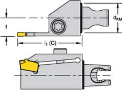Kennametal - System Size KM16, Left Hand Cut, Modular Cutoff Cutting Unit Head - A2S A2 Insert Style, 1.181" Head Length, 0.472" Center to Cutting Edge, Series Micro A2 - Benchmark Tooling