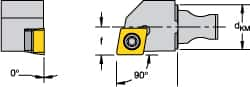 Kennametal - Right Hand Cut, Size KM16, CCMT 09T308 Insert Compatiblity, External Modular Turning & Profiling Cutting Unit Head - 10mm Ctr to Cutting Edge, 20mm Head Length, Through Coolant, Series Micro Screw-On - Benchmark Tooling