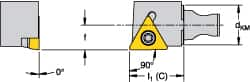 Kennametal - Right Hand Cut, Size KM16, TCMT 16T308 Insert Compatiblity, External Modular Turning & Profiling Cutting Unit Head - 10mm Ctr to Cutting Edge, 20mm Head Length, Through Coolant, Series Micro Screw-On - Benchmark Tooling