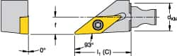 Kennametal - Left Hand Cut, Size KM12, VB.. 1103 Insert Compatiblity, External Modular Turning & Profiling Cutting Unit Head - 8mm Ctr to Cutting Edge, 20mm Head Length, Through Coolant, Series Micro Screw-On - Benchmark Tooling