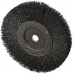 Weiler - 6" OD, 5/8" Arbor Hole, Crimped Steel Wheel Brush - 1/2" Face Width, 1-7/16" Trim Length, 0.006" Filament Diam, 6,000 RPM - Benchmark Tooling