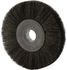 Weiler - 12" OD, 2" Arbor Hole, Crimped Steel Wheel Brush - 2" Face Width, 2-7/8" Trim Length, 0.014" Filament Diam, 3,000 RPM - Benchmark Tooling