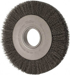 Weiler - 8" OD, 2" Arbor Hole, Crimped Steel Wheel Brush - 1" Face Width, 1-3/8" Trim Length, 0.014" Filament Diam, 4,500 RPM - Benchmark Tooling