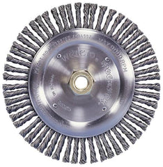 Weiler - 12" OD, 1-1/4" Arbor Hole, Knotted Steel Wheel Brush - 3/4" Face Width, 2-3/4" Trim Length, 0.016" Filament Diam, 3,600 RPM - Benchmark Tooling