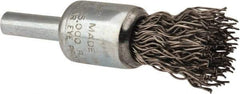 Weiler - 1/2" Brush Diam, Crimped, End Brush - 1/4" Diam Steel Shank, 25,000 Max RPM - Benchmark Tooling