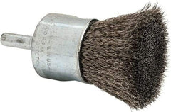 Weiler - 1" Brush Diam, Crimped, End Brush - 1/4" Diam Steel Shank, 22,000 Max RPM - Benchmark Tooling