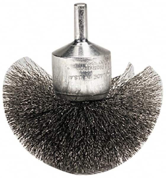 Weiler - 2-3/4" Brush Diam, Crimped, Flared End Brush - 1/4" Diam Shank, 16,000 Max RPM - Benchmark Tooling