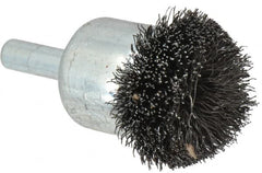 Weiler - 1-1/4" Brush Diam, Crimped, Flared End Brush - 1/4" Diam Shank, 20,000 Max RPM - Benchmark Tooling