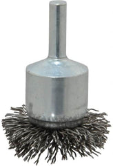 Weiler - 1-1/2" Brush Diam, Crimped, Flared End Brush - 1/4" Diam Shank, 20,000 Max RPM - Benchmark Tooling