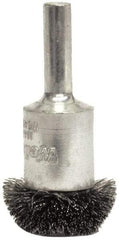 Weiler - 1" Brush Diam, Crimped, Flared End Brush - 1/4" Diam Shank, 25,000 Max RPM - Benchmark Tooling