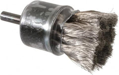 Weiler - 1-1/8" Brush Diam, Knotted, End Brush - 1/4" Diam Shank, 20,000 Max RPM - Benchmark Tooling