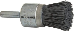 Weiler - 320 Grit, 3/4" Brush Diam, Crimped, End Brush - Extra Fine Grade, 1/4" Diam Shank, 10,000 Max RPM - Benchmark Tooling