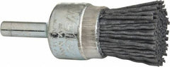 Weiler - 180 Grit, 3/4" Brush Diam, Crimped, End Brush - Very Fine Grade, 1/4" Diam Shank, 10,000 Max RPM - Benchmark Tooling