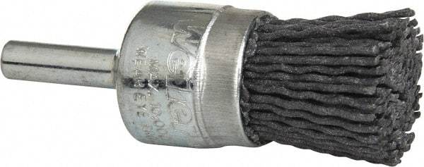 Weiler - 120 Grit, 3/4" Brush Diam, Crimped, End Brush - Fine Grade, 1/4" Diam Shank, 10,000 Max RPM - Benchmark Tooling