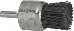 Weiler - 180 Grit, 1" Brush Diam, Crimped, End Brush - Very Fine Grade, 1/4" Diam Shank, 10,000 Max RPM - Benchmark Tooling