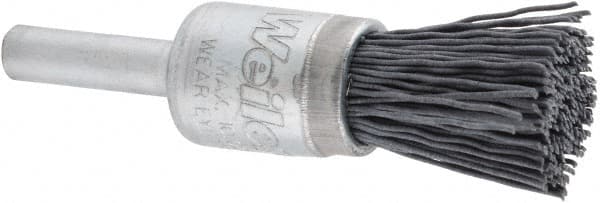 Weiler - 320 Grit, 1/2" Brush Diam, Crimped, End Brush - Extra Fine Grade, 1/4" Diam Shank, 10,000 Max RPM - Benchmark Tooling