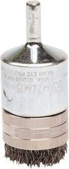 Weiler - 1" Brush Diam, Crimped, End Brush - 1/4" Diam Steel Shank, 10,000 Max RPM - Benchmark Tooling