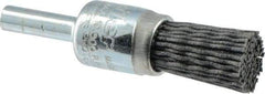 Weiler - 180 Grit, 1/2" Brush Diam, Crimped, End Brush - Very Fine Grade, 1/4" Diam Shank, 10,000 Max RPM - Benchmark Tooling