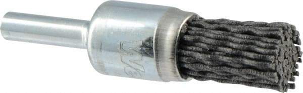 Weiler - 120 Grit, 1/2" Brush Diam, Crimped, End Brush - Fine Grade, 1/4" Diam Shank, 10,000 Max RPM - Benchmark Tooling