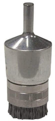 Weiler - 180 Grit, 3/4" Brush Diam, Crimped, End Brush - Very Fine Grade, 1/4" Diam Shank, 10,000 Max RPM - Benchmark Tooling